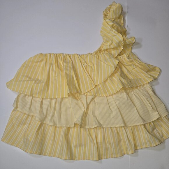 Anthropologie Maeve Top Women X-Small Yellow Tiered Asymmetric Ruffle Crop Boho - Picture 5 of 9